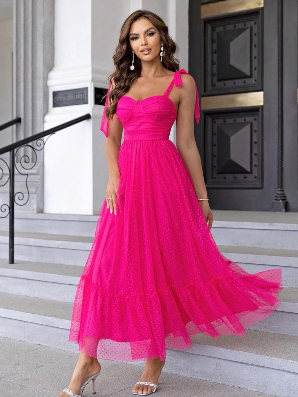 Women’s Hot Pink Polka Dot Tulle Nightgown